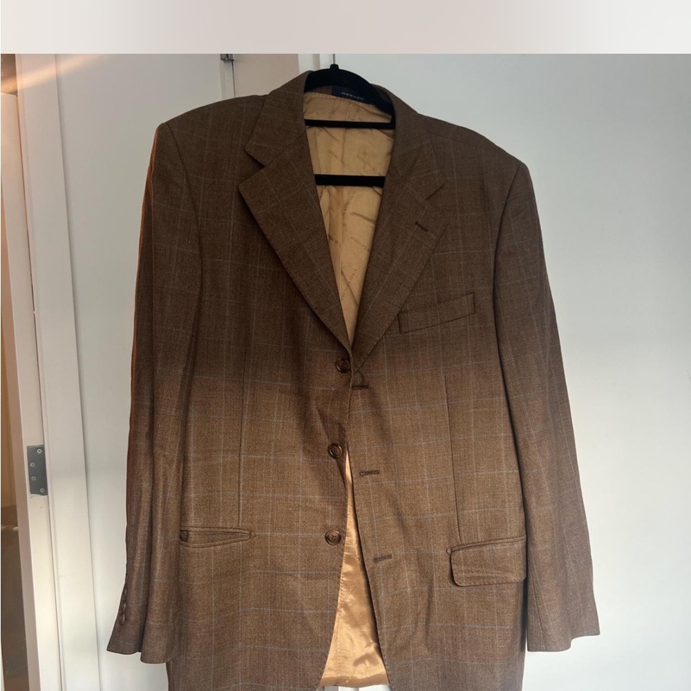 Oscar de la Renta Tan Plaid Men's Blazer